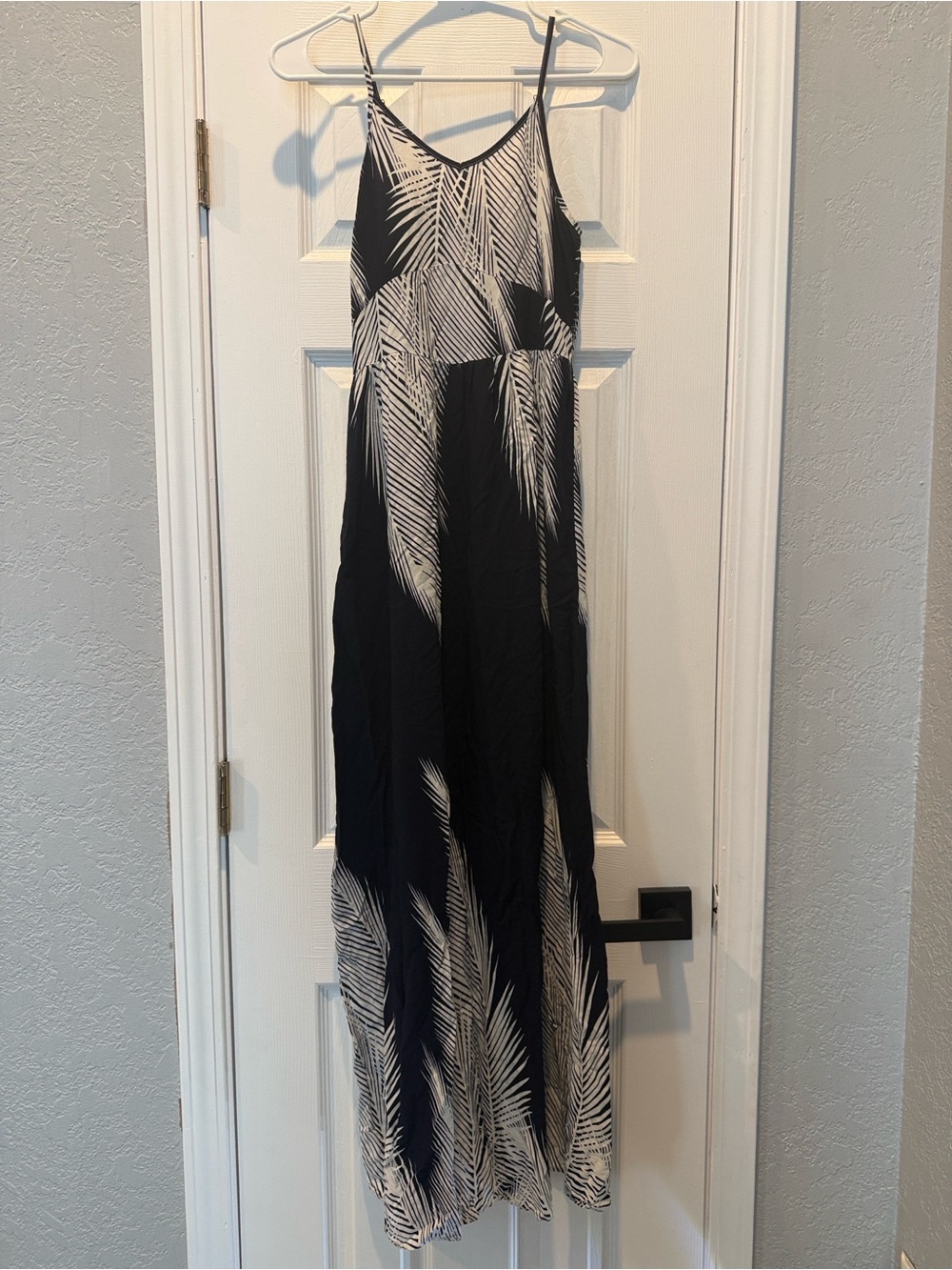 Lztlylzt Deep Navy & White Palm-Print Maxi Dress with Smocked Bodice